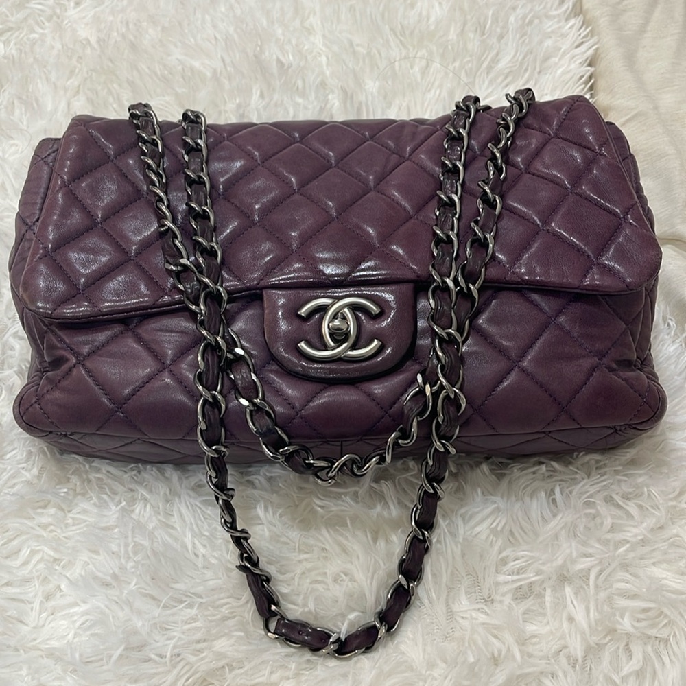 CHANEL Purple Quilted Shoulder Bag